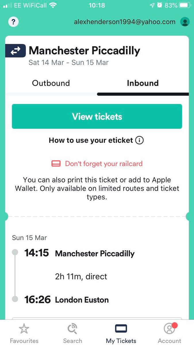 Manchester Weekend Trip

2 x return London to Manchester train tickets today, plus a hotel at the Macdonald Manchester Hôtel &amp; Spa tonight!

2 x Train Tickets, Sat 14th - 13.00 - from London Euston to Manchester
2 x Train tickets, Sunday 15th - 14.15 Manchester - back to London