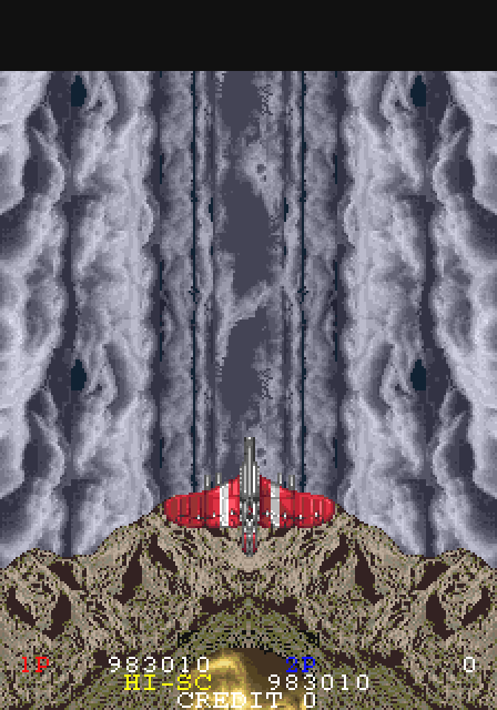 ついに最終決戦！巨大な黄金髑髏は惑星グロリアで起こった悲劇を謳ったメタファーか、心象風景か。終盤にシステムがガラリと変わる前例はそれ迄にもあったが、世界観と内容が直結している所にガンフロンティアの神懸かりがある。兵装を切り換えキングリボルバーに挑む。今が最期の時！強大な嵐へ・・。