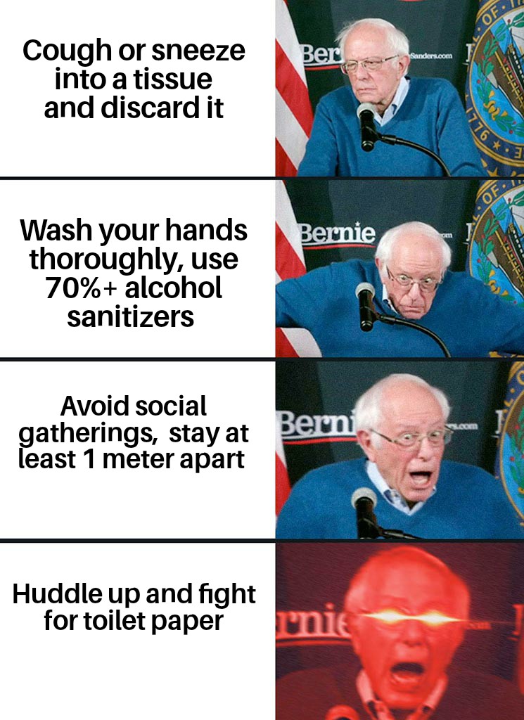 MagnaLeonis's tweet photo. As a retail worker, this is more or less the experience I've had with customers.
To everyone, stay home, please. 
 #meme #CoronavirusPandemic #Covid_19 https://t.co/hqpnakzXAo