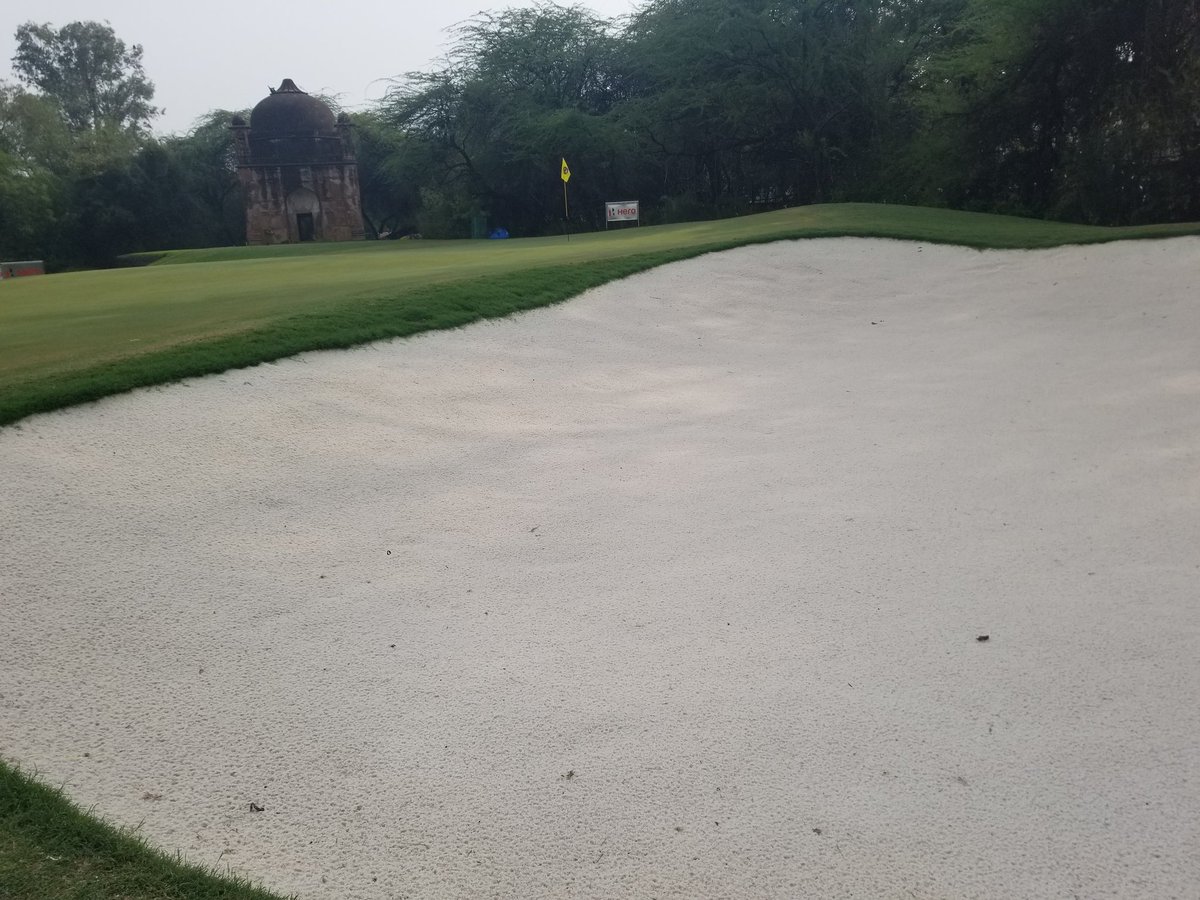 JasonChennault's tweet photo. Choice was made for #betterbillybunker today over 50mm in an hour... no wash anywhere over several 1000m2 of bunkers Its paid for itself quickly this spring with monsoon like conditions all March #IncredibleIndia #GaryPlayerDesign https://t.co/HLuU9MbFKZ