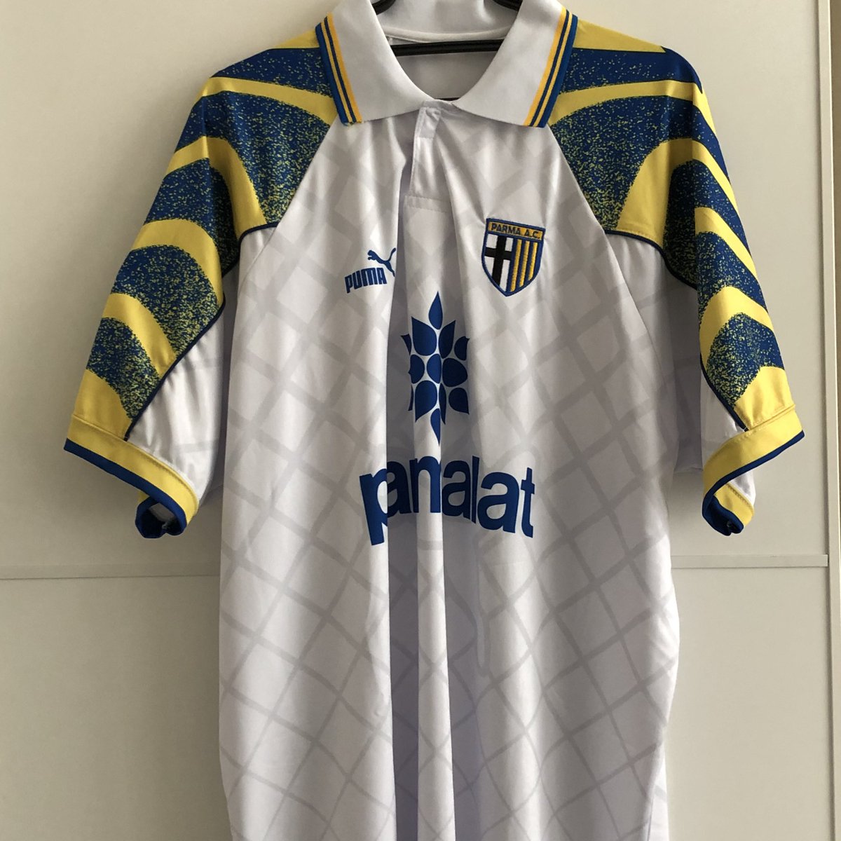 . @ParmaCalcio_en Home Kit, 1996/97Puma, unofficially licensed? (Old replica shirts are difficult to assess)Personalised:  @crespo, 11Just because there isn’t any football on TV, that doesn’t mean that I can’t wear a football shirt to stay at home. #FootballShirtCollection