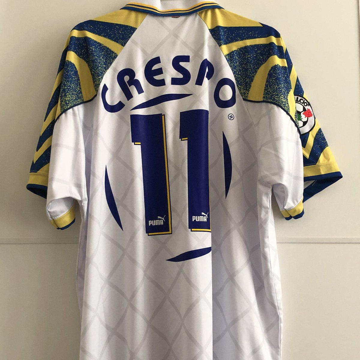 . @ParmaCalcio_en Home Kit, 1996/97Puma, unofficially licensed? (Old replica shirts are difficult to assess)Personalised:  @crespo, 11Just because there isn’t any football on TV, that doesn’t mean that I can’t wear a football shirt to stay at home. #FootballShirtCollection