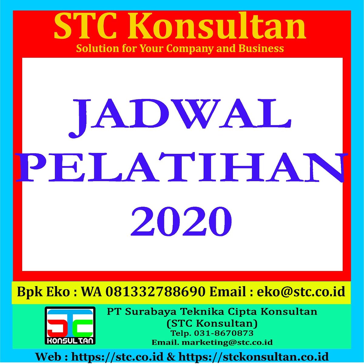 ekotraining's tweet photo. JADWAL PELATIHAN 2020, WA : 081_332_788_690, STC KONSULTAN

Hub Bpk Eko 081332788690 &amp; eko@stc.co.id / Chat: https://t.co/fGQChRZRYA

#JadwalPelatihan2020 #JadwalPelatihan #InfoTraining #JadwalTraining #STCKonsultan #Training #InhouseTraining

Web : https://t.co/nbyFXEt5jc https://t.co/QlDg2vF2g7