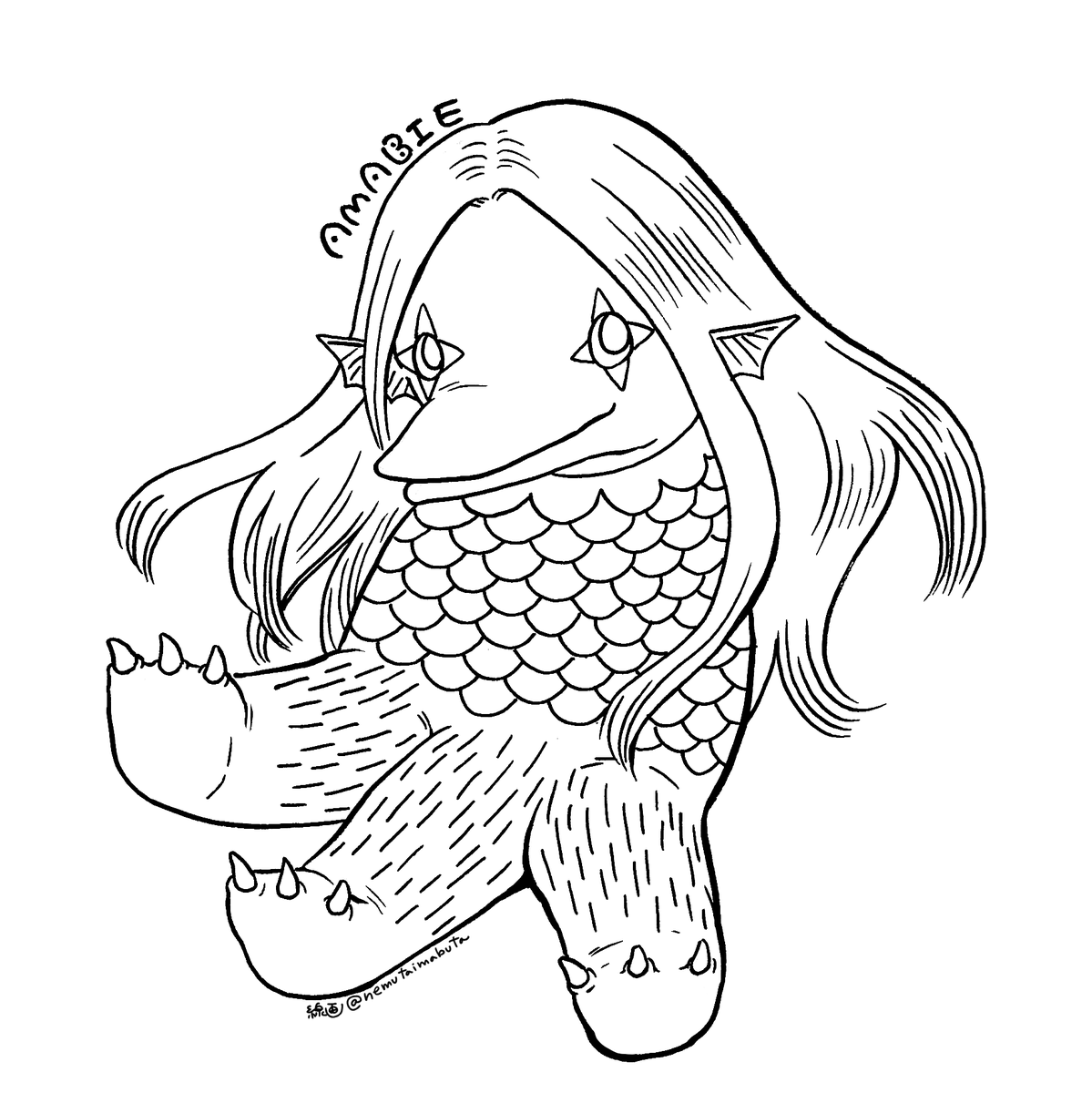 だいぶ乗り遅れた感はあるけどアマビエさん描いてみた😊いろいろ早くなんとかなりますように…!🙏
2枚目はぬりえ(ごじゆうにどうぞ)
#アマビエ 
