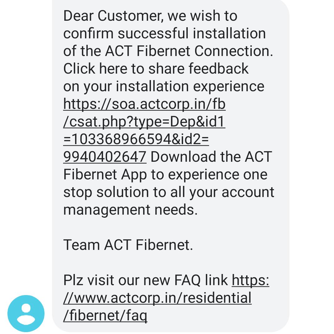 rakaragul's tweet image. @HathwayBrdband  try to learn how to deal with the customer and what is the meaning of service from @ACTFibernet . 
Approached @ACTFibernet for new connection at 11.20am and received the connection by eve 4.30, within 5 hrs.
Thank you @ACTFibernet