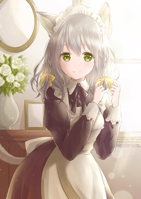#ホワイトデーは銀髪白髪を愛でる日
猫と銀髪 