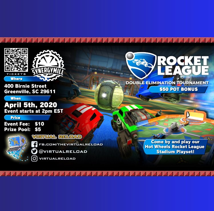 VirtualReload's tweet photo. First time was a huge success why not do it again? Lock 🔒 in the date we’ll see you @synergymillgvl. April 5th get ready to race. #eSports #virtualreload #yeahthatgreenville https://t.co/SQIz4YeBQG