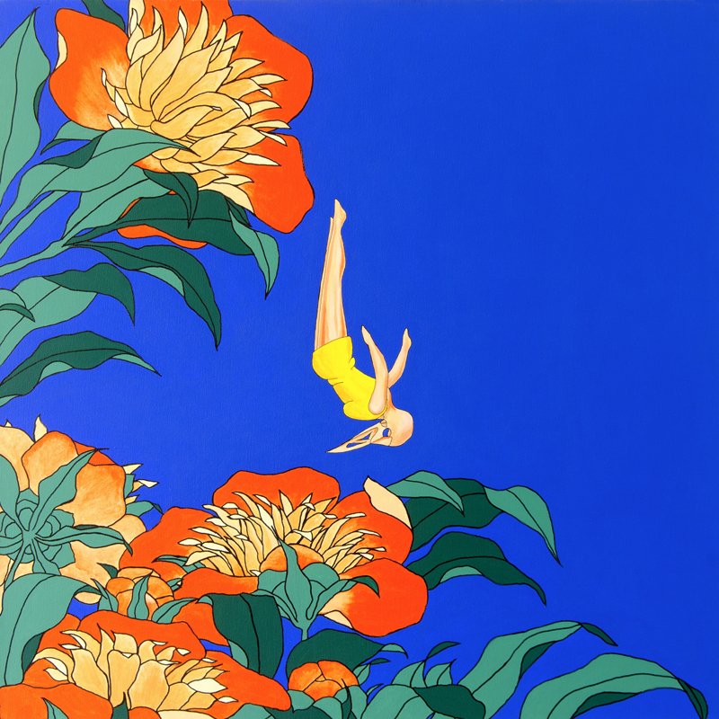 EdenTearoom's tweet photo. Jane Fairhurst will be taking part in the opening exhibition at Eden! We're absolutely loving Jane's unique style. The work which is a celebration of natural flora and exuberant colour but is instilled with a sense of unease by the freefalling bird-doll/s. https://t.co/tV4QemSe5s