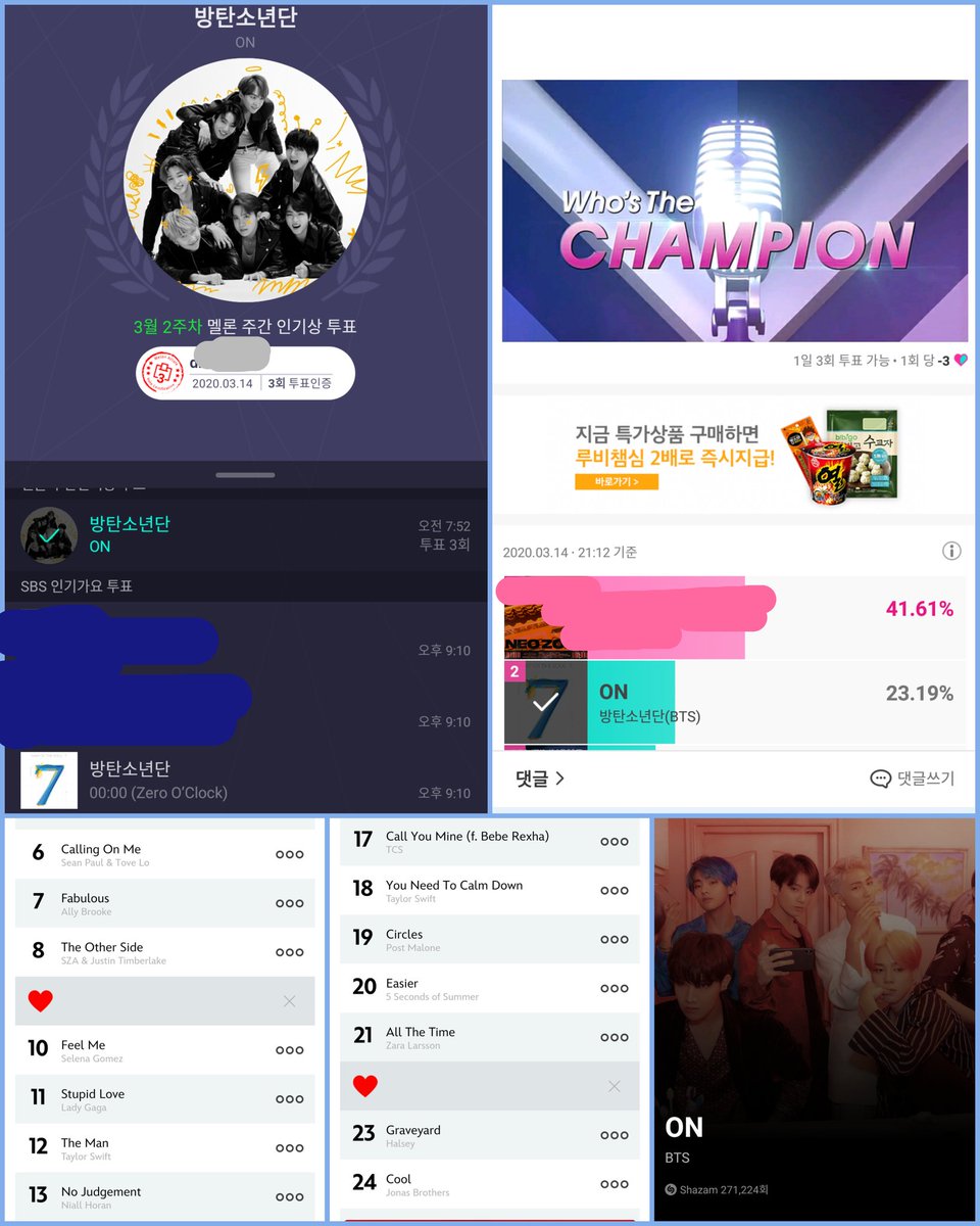 jokababo7's tweet photo. 🌟아미툽 3/14🌟

📣스밍 체크 쭉~!! 지니 200회 인증

🔹멜론 주간인기상(ON), 아지톡 툽

🔹아챔 쇼챔피언 ON 3표📣

🔹키즈초이스 웹,해시툽

🔹라디오디즈니 2곳

📍샤잠, 그외 툽

뮤뱅 1위 축하해~😊
#ON11thWin

그런데 지금보니 인기가요 툽이
왜 0시지? 낼은?

#KCA #VoteBTS
@BTS_twt https://t.co/HbgLtPriQN