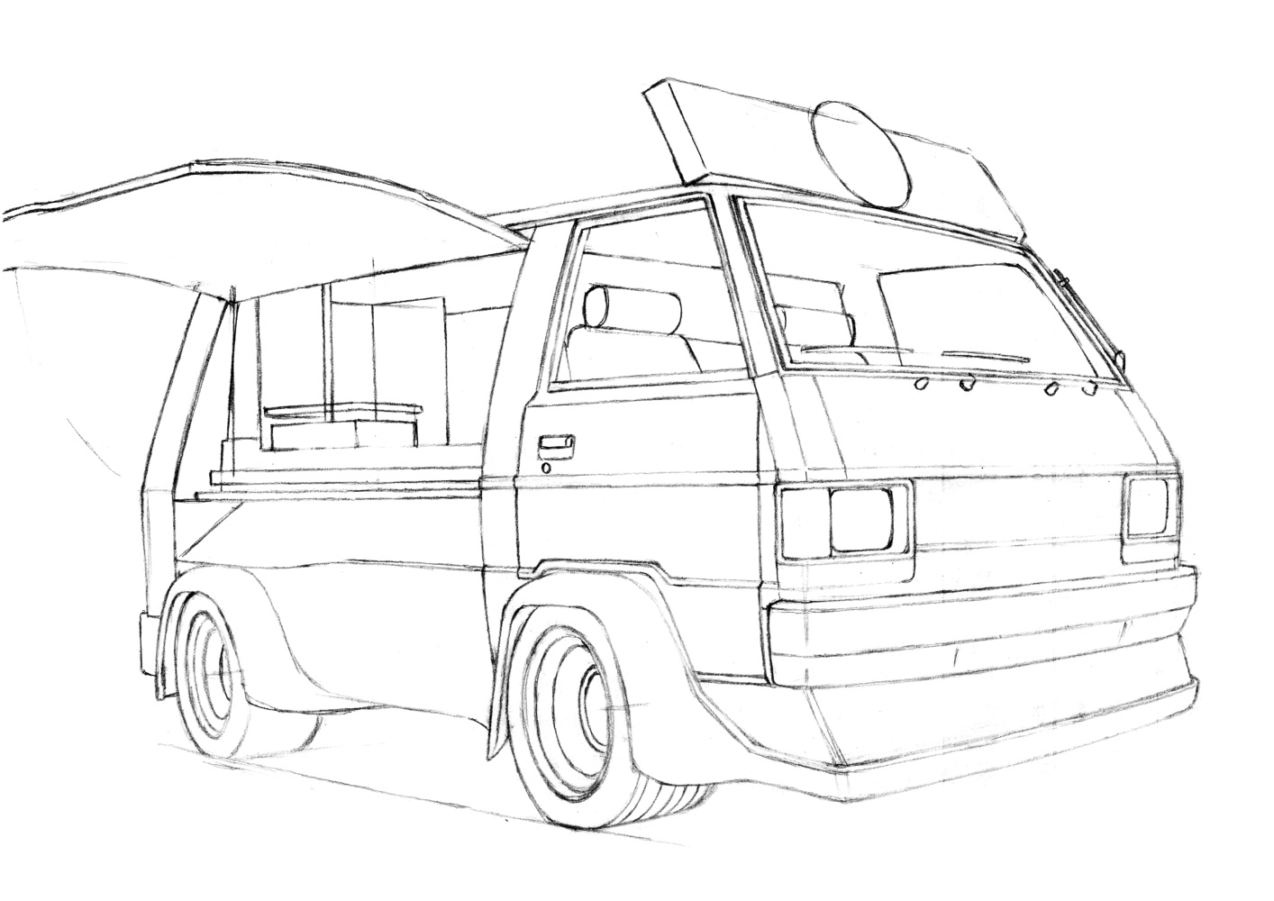 あずまsix Twitter પર 某キッチンカーをフルハッチオープン状態で描いてみてます この状態 僕の知る限りではイラスト 初ではないかと あ フルハッチオープンならドアも開けないとか 紙からはみ出ちゃったから継ぎ接ぎして続き描く ﾂｷﾞﾊｷﾞﾌﾞｷﾞｳｷﾞヾ