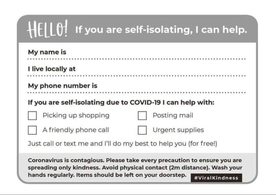 saramarieblack1's tweet photo. ❤️ this idea 💡 Kindness &amp; supporting our communities 🥰 can we print them &amp; share @EngagementBW @Bridgewater_NHS @WarringtonICP @WarringtonCCG @WHHNHS @ColinScales1 @NWBoroughsNHS @lynneswazcarter @suzeburton  @JolleyOlley 💡 https://t.co/oNlQykhGjC