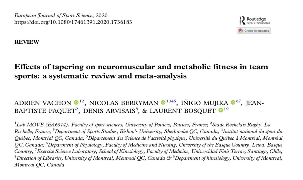 Our latest publication <a href="/LaboMOVE/">Laboratoire MOVE</a> with <a href="/inigomujika_en/">Inigo Mujika (En)</a> <a href="/N_Berryman/">Berryman Nicolas</a>. Congratulations to Adrien Vachon : first paper of his PhD (Tapering and #Rugby with <a href="/staderochelais/">Stade Rochelais</a>. <a href="/JPiscione/">Julien Piscione</a>
@JulienRobineau <a href="/BrunoMarrier/">Bruno Marrier</a> <a href="/YLMSportScience/">YLMSportScience</a> <a href="/GregDupontSport/">Greg Dupont</a> <a href="/MartinBuchheit/">Martin Buchheit</a> <a href="/ffrugby/">FFR</a> <a href="/jb_morin/">JB Morin</a>