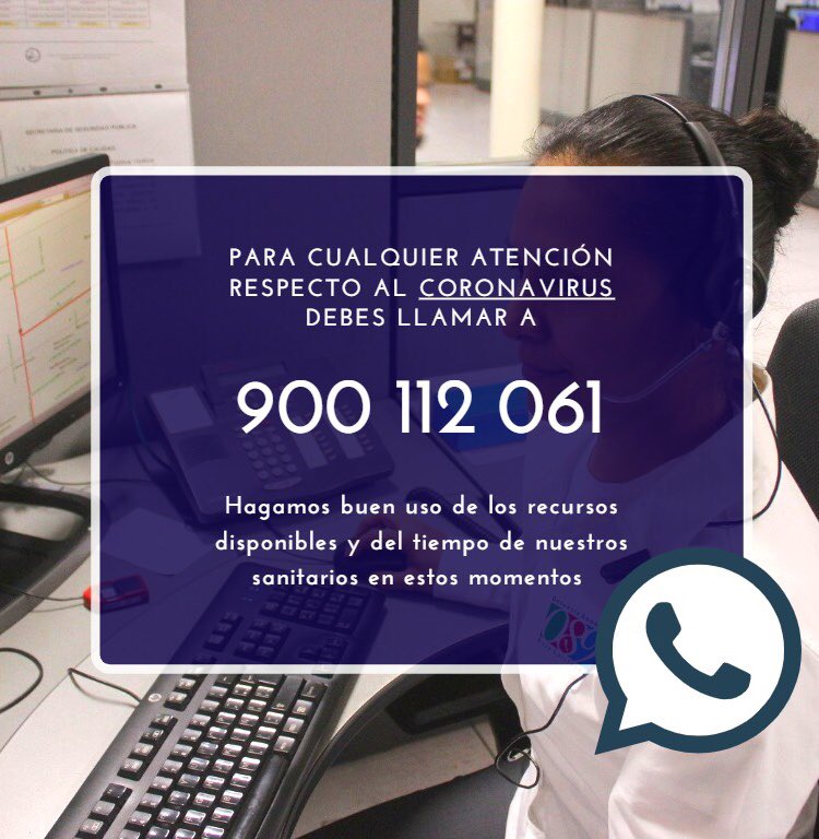 HPS_Hospitales's tweet photo. 📌 ¡Buenas tardes! Te informamos que ante posibles síntomas de #covid_19 es mejor que no acudas a los Hospitales.
📲 Llama al 900 112 061, el teléfono de atención sobre el #Coronavirus y responde a las preguntas que te harán los especialistas.
#HPSInforma #canarias #quedatencasa https://t.co/LX0r9PX9UB