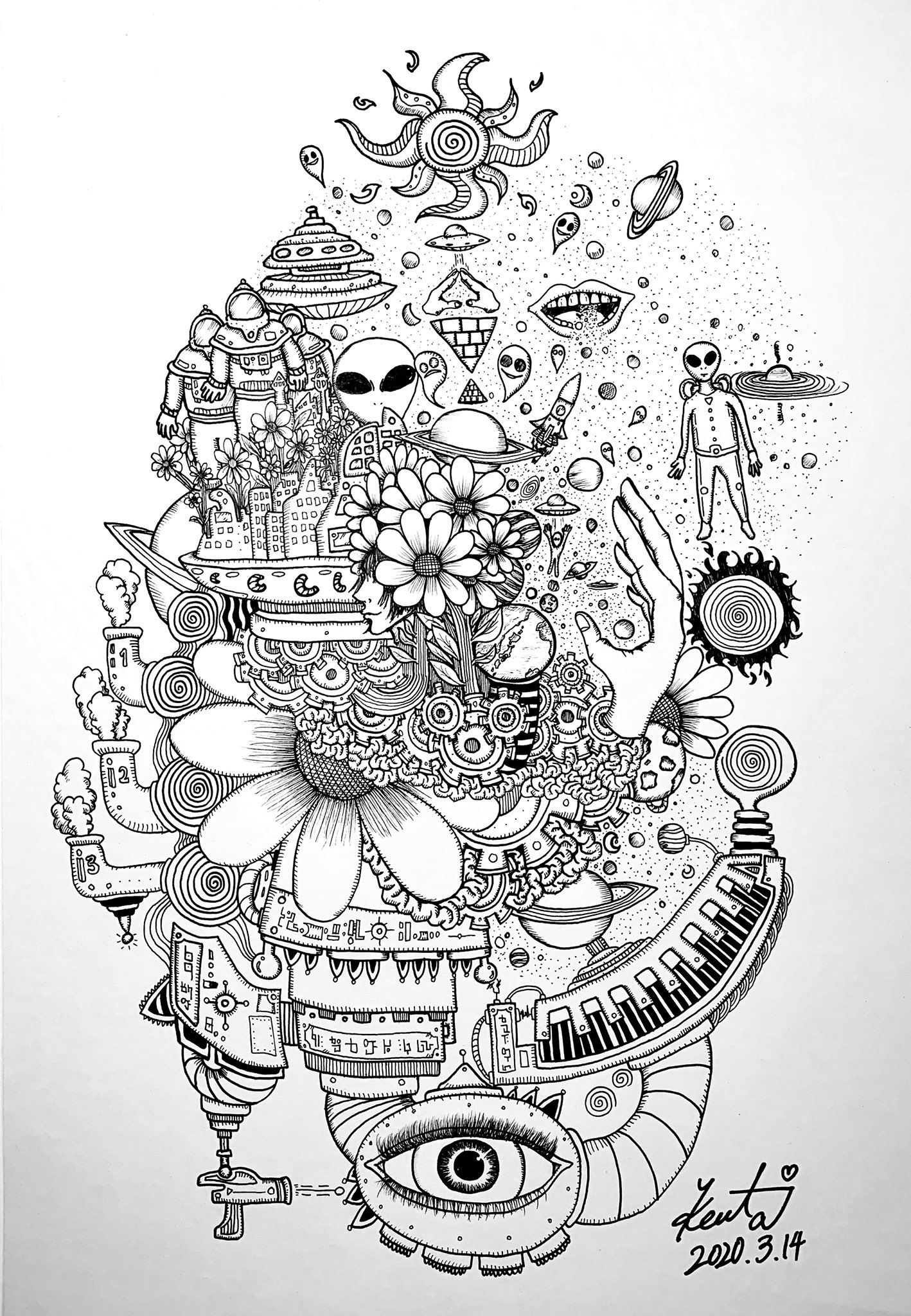宇宙をイメージしたペン画 礒飛健太-KENTA ISOHI- on X: 