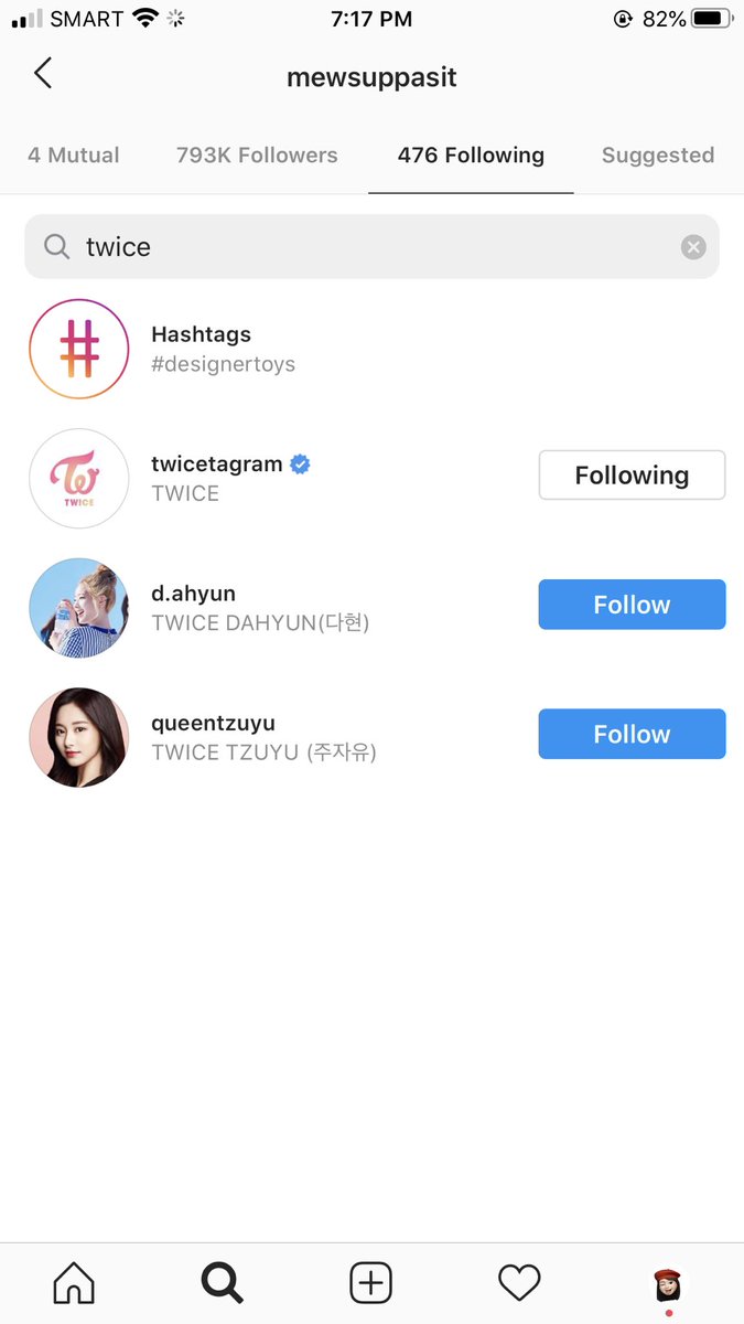 first; TWICE!! he followed Twice Instagram account and i guess we know who is his biases? 