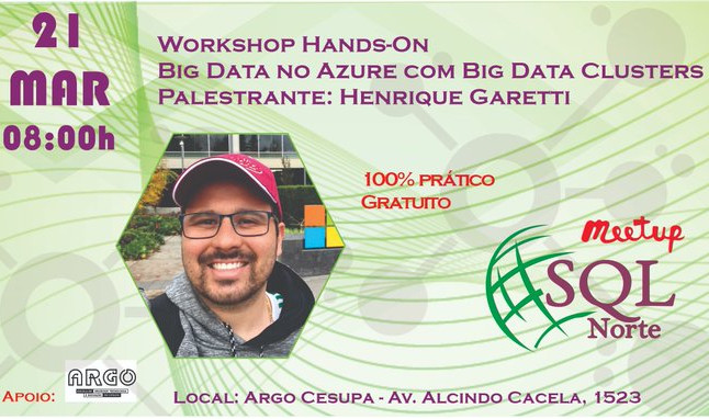 agendatipara's tweet photo. Workshop Hands-On: Big Data no Azure com Big Data Clusters
Data: 21/03/2020
Local: @CESUPAonline Alcindo Cacela, 1523, Belém/PA
Info: https://t.co/a5eHV6gwMj
.
#agendatipara #sqlnorte #bigdata #datascience @sqlnorte https://t.co/gsrAwr4kA3