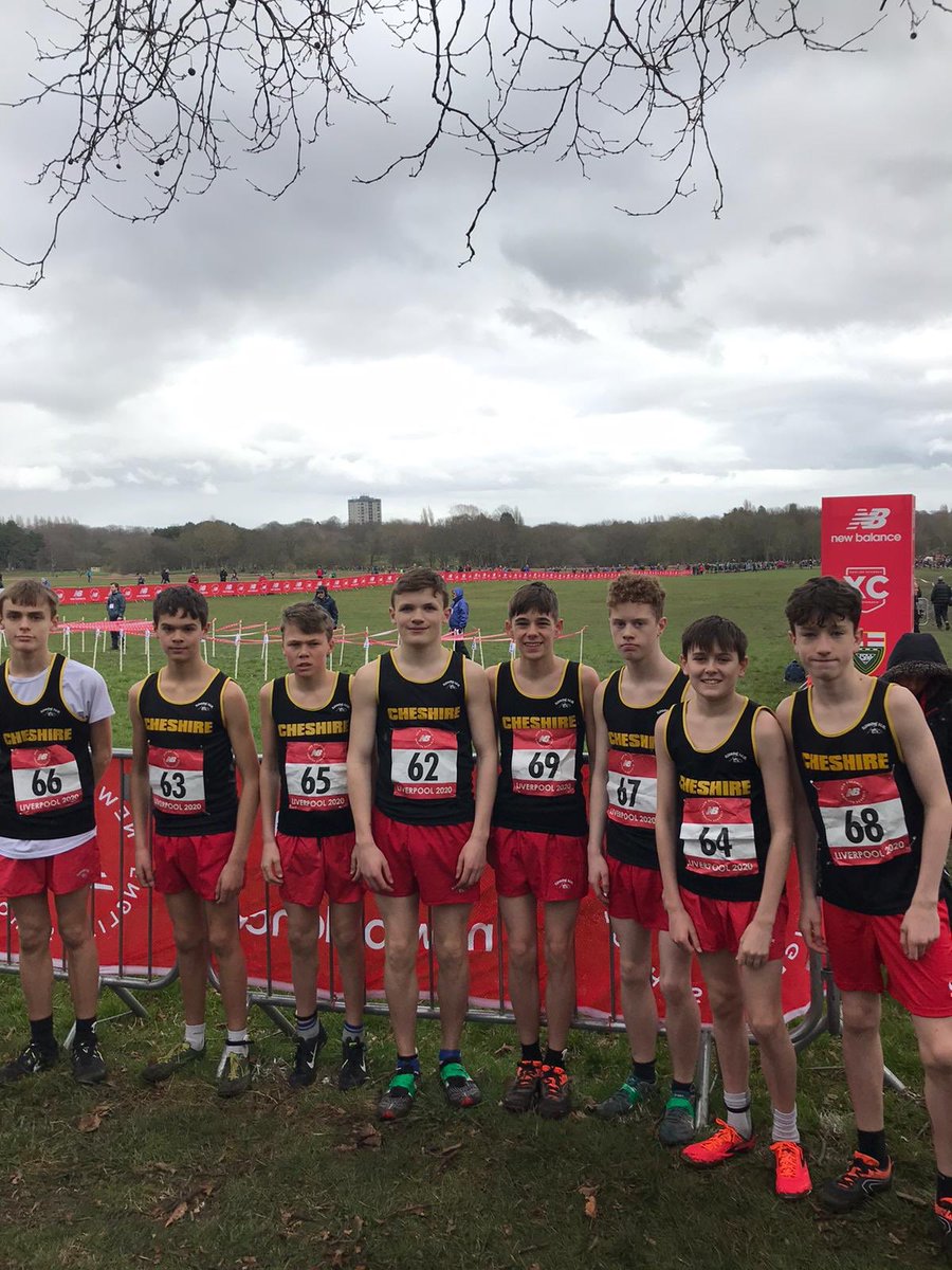 Our inter girls and junior boys teams before their races <a href="/SchoolAthletics/">EnglishSchoolsAA</a>