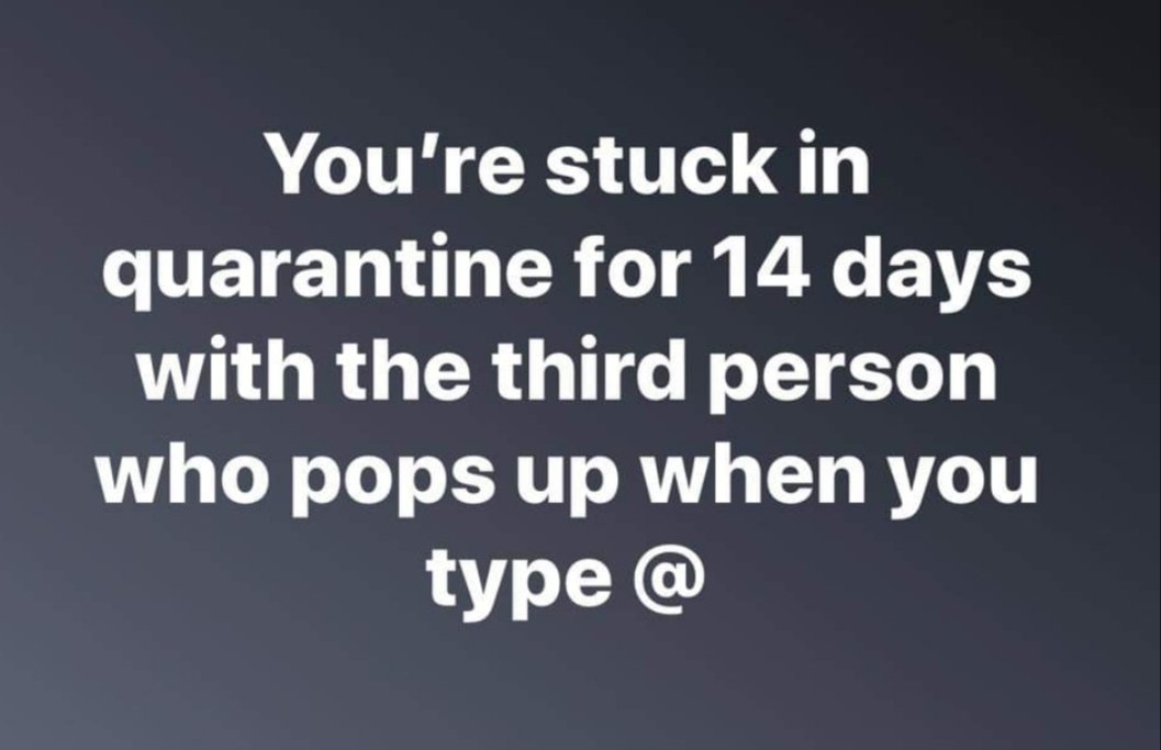 sabinamarr's tweet photo. Just scrolled past this on Facebook and had a go... I think I'll pass on self isolating with my ex thanks xo https://t.co/UV91Tl9FBQ