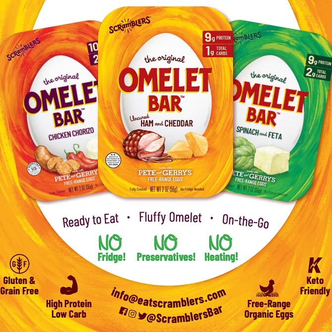 Trade Show Explorer (@tradeshowexp) on Twitter photo Virtual Expo West - Scheduled Launches at Expo West. Breakfast innovation from team <a href="/Scramblersbar/">Original Omelet Bar</a>. Omelete Bar is a fluffy omelette packed with <a href="/peteandgerrys/">Pete & Gerry's</a> free-range eggs and requires no refrigeration. #breakfast #innovation #ketodiet #tradeshow Virtual Expo West - Scheduled Launches at Expo West. Breakfast innovation from team <a href="/Scramblersbar/">Original Omelet Bar</a>. Omelete Bar is a fluffy omelette packed with <a href="/peteandgerrys/">Pete & Gerry's</a> free-range eggs and requires no refrigeration. #breakfast #innovation #ketodiet #tradeshow