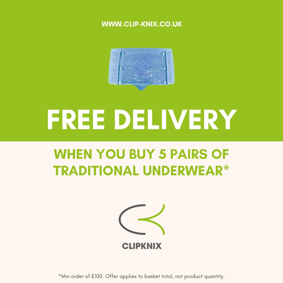 Order 5 pairs on our traditional range underwear and receive FREE delivery. Order by 14:30pm for same day dispatch. 

clip-knix.biz/product/clip-k…