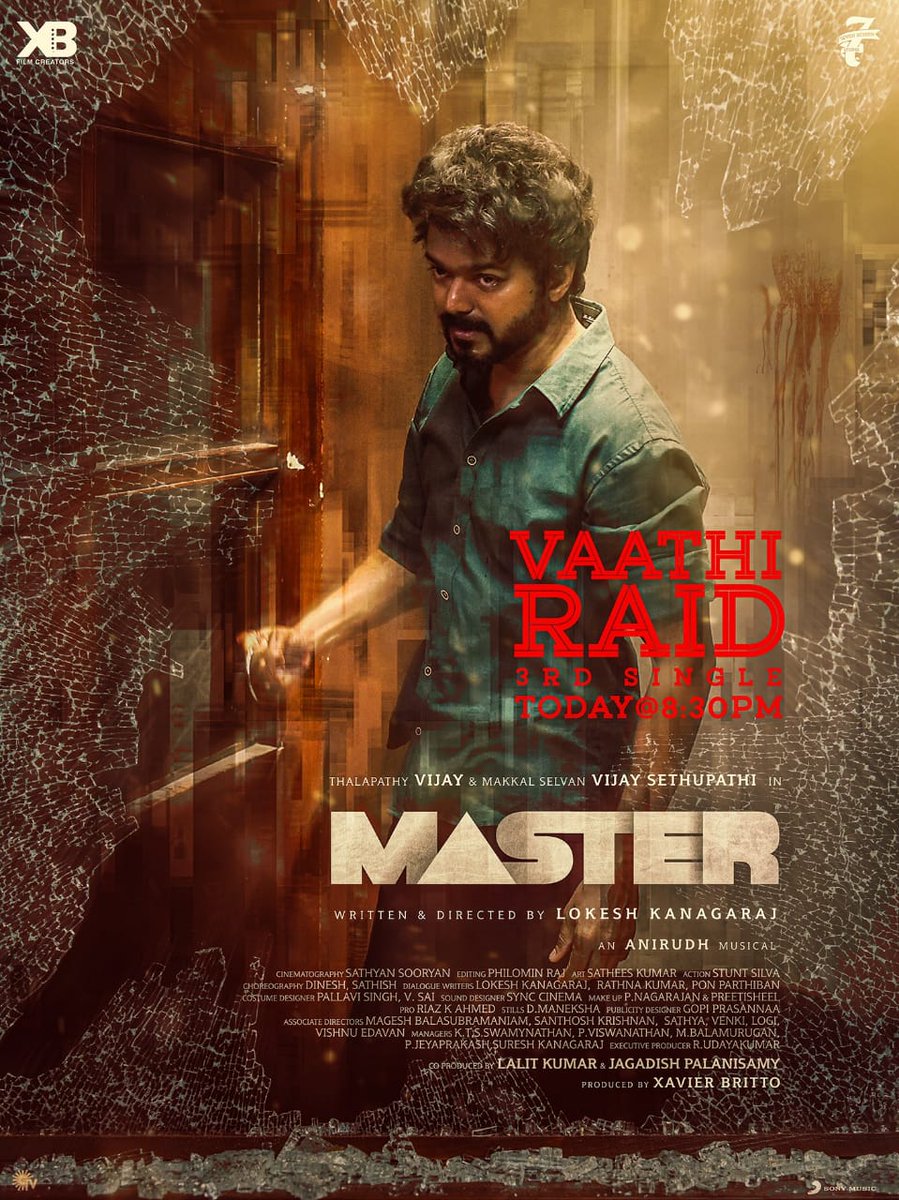 pudiharicharan's tweet photo. #VaathiRaid #MasterThirdSingle
 from today at 8.30 PM

#Thalapathy @actorvijay https://t.co/CZKJw1DVYD