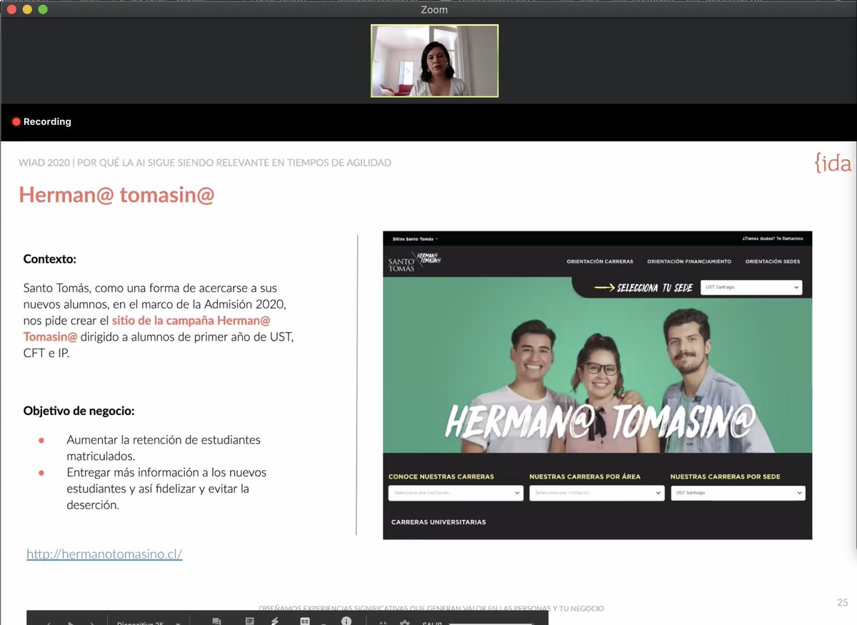 maxymiliano's tweet image. la @negracuriche comparte el caso de Herman@tomsin@  en el #wiad2020 una experiencia  recién salida del horno de @IDAChile de @SantoTomas_ST hermanotomasino.cl