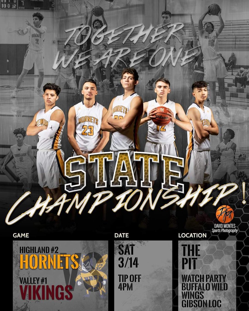 🚨🚨GAMEDAY🚨🚨
<a href="/_NMAA/">NMAA</a> 4A State Championship 
🆚 Valley
📍 The Pit
⌚️ 4:00pm
📺 <a href="/NFHSNetwork/">NFHS Network</a> <a href="/ProViewTV/">ProView Networks</a> 

We look to win our 2nd state basketball championship in school history. 1st since 1972.

#LetsGoHornets 🏀🐝🏀
#ChampionshipSaturday