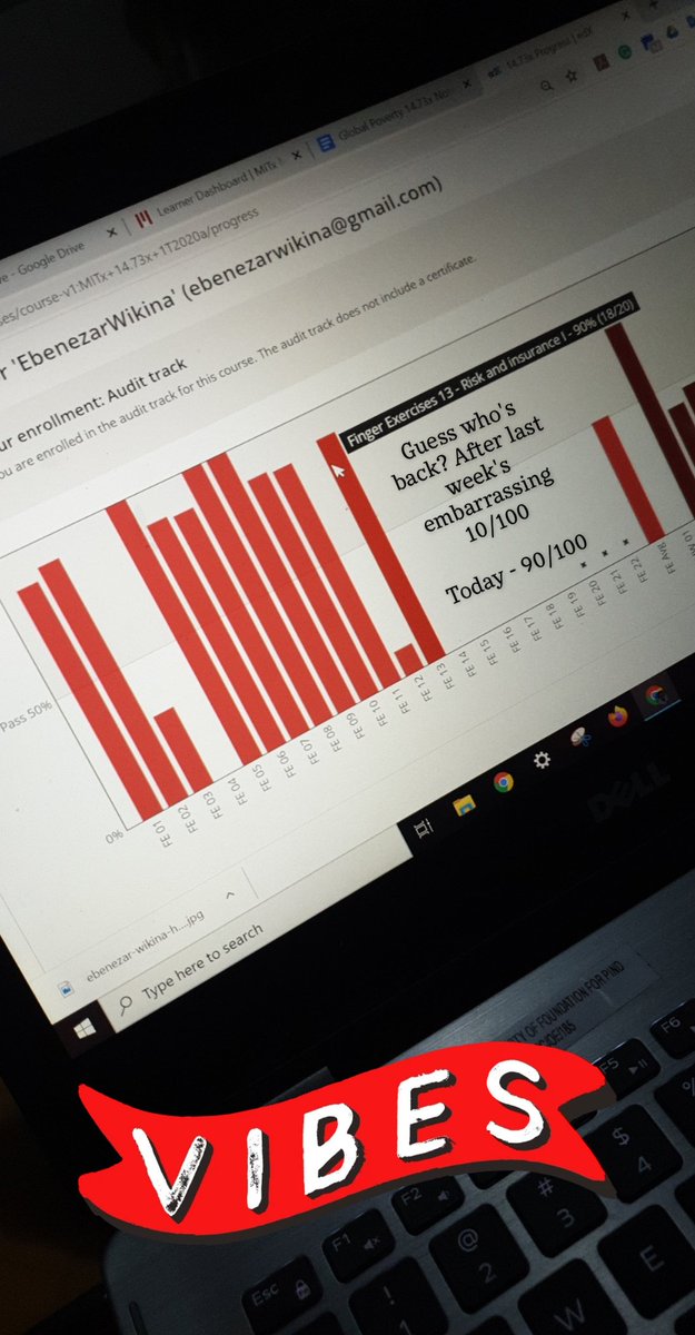 EbenezarWikina's tweet photo. The boyyyy is bacckkkkkkk 😭😭😭

Last week was embarrassing.

I was 2 points away from a 4th 100/100, but let's make it happen in Risk &amp; Insurance (2)

With 4 more weeks to go, I can still get that 70% Avg

#MITDEDP #MicroMasters #MIT #MITx #Economics #Data #DevelopmentPolicy https://t.co/xHrxRJHgGZ