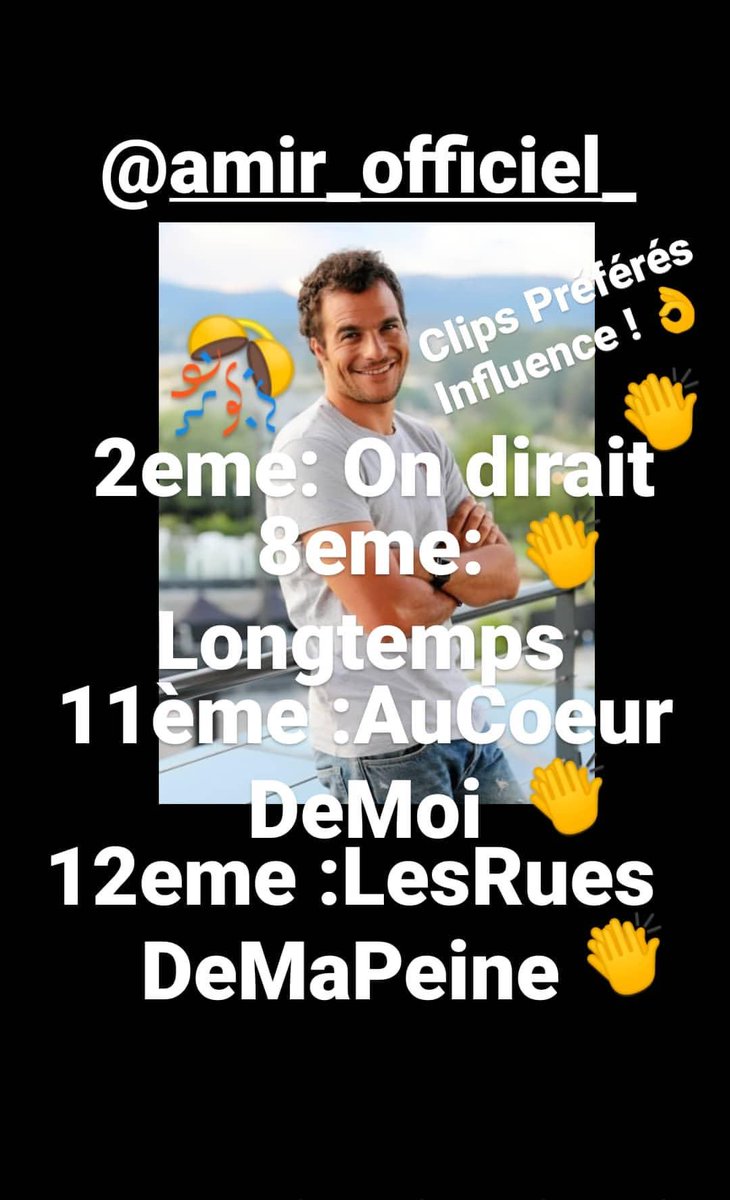 SylvieGIRAUD4's tweet photo. https://t.co/gK2yg4M8eK
Félicitations 🎊 @Amir_Off !
#TopInfluences
#NosClipsPreferes
4 titres sont au Top :
_ #Ondirait : 2eme !
_ #Longtemps : 8eme !
_ #AuCoeurDeMoi : 11ème !
_ #Lesruesdemapeine : 12eme !
Plutôt Excellent, #Amir ! 👌 ♥ https://t.co/x7wohnuj7P