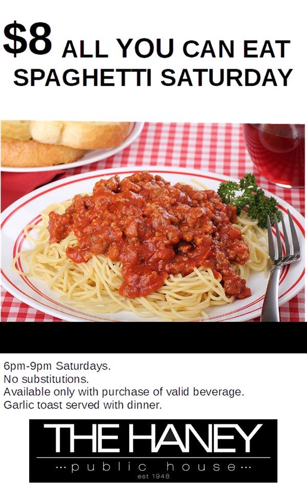 HaneyPub's tweet photo. AYCE Spaghetti at The Haney tonight! #saturday https://t.co/xVDEEQhJSi