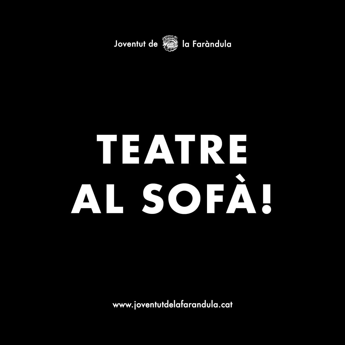 JFarandula's tweet photo. Ens aquests dies complicats, també ens volem sumar a la bonica iniciativa del Teatre al Sofà. 🎭🪑 

Esperem que gaudiu dels nostres espectacles! ▶️ https://t.co/SCBG7LvARx

Cuidem-nos ❤️💪

#lEspectacleContinua
#JoEmQuedoaCasa https://t.co/elVPpxHzl4