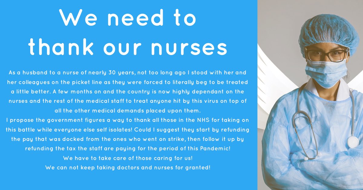 richardjcorbett's tweet photo. #NHSThankYou #nhsnurses #coronavirus #COVIDー19 #helpournurses #beyondpolitics #UKGoverment https://t.co/SA2iBgr0JF