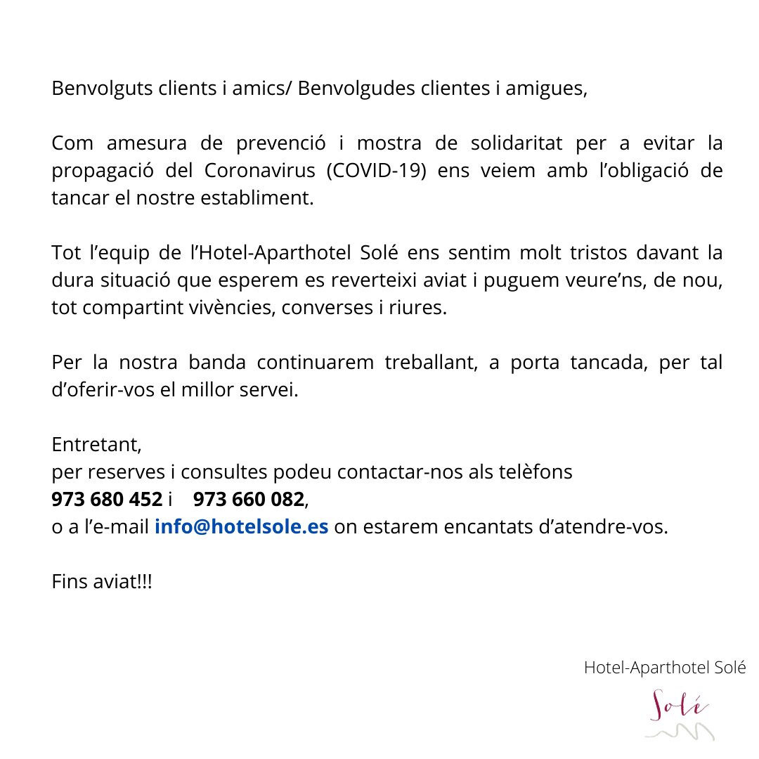 Hotel-AparthotelSolé (@hotelsolepobla) on Twitter photo 