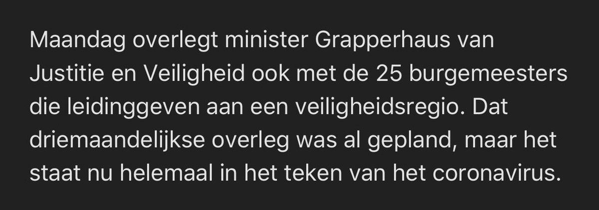 Moet maar via #Skype dan lijkt me. #Corona #Crisis #Nederland <a href="/NOS/">NOS</a> <a href="/ferdgrapperhaus/">Ferd Grapperhaus</a>