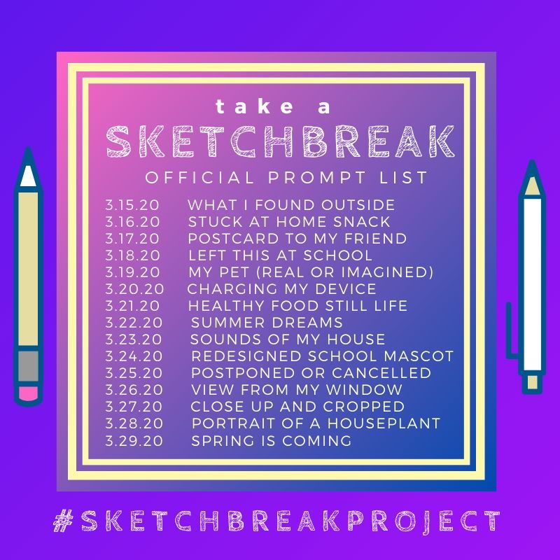 JollyArtLM's tweet photo. Starting Monday for as long as we are home from school join a community of artists participating in the #sketchbreakproject -a drawing a day @theartofed @ARTschukei @WallerArt @ColorfulArtT @KatieMcKinley80 @fuglefun @MiniMatisse @mrsbeeswax @creativitydept @NAEA @TchingPalette https://t.co/KBibzhZhOQ