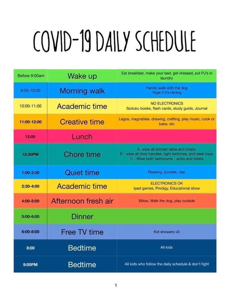 Great daily schedule to use with your kids!