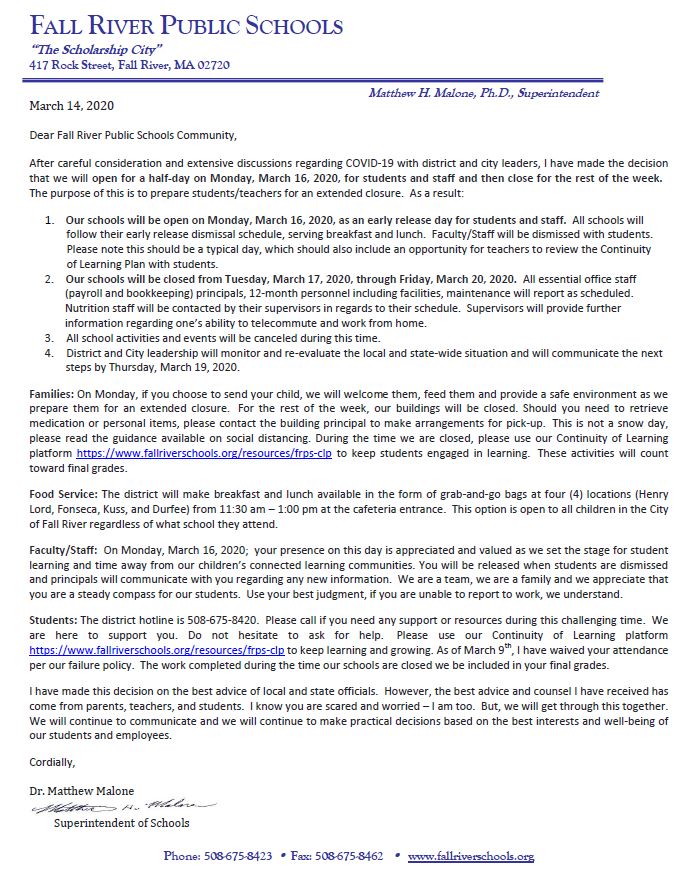 Fall River Public Schools Supt tweet media