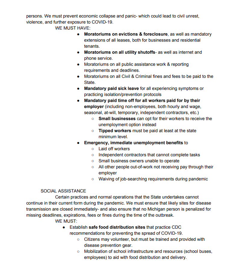 CarlyinMichigan's tweet image. My own @Mileg Coronavirus policy suggestions. Currently folding into proposals from other advocacy groups. @repWIR @DetroitEducator
