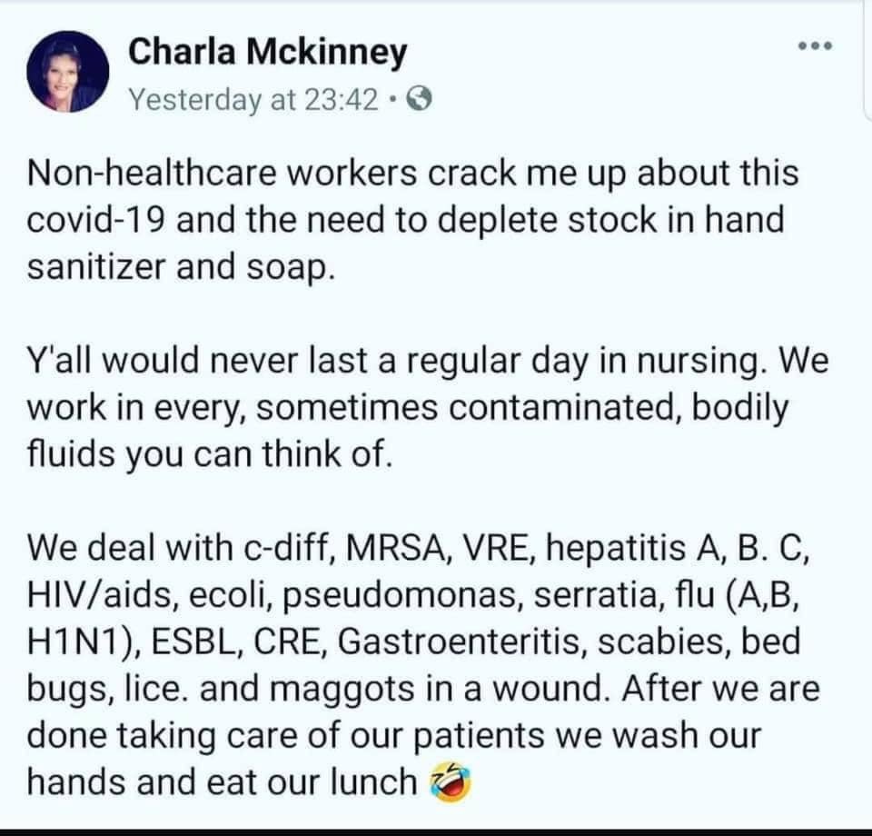 Megan98403173's tweet photo. Yep! If you could only imagine that we eat lunch  right before or after these treatments or dealing with all this stuff! And sometimes we talk about it at the lunch table while eating🤷‍♀️ no biggie! 🤷‍♀️ https://t.co/vHROnTZKTP