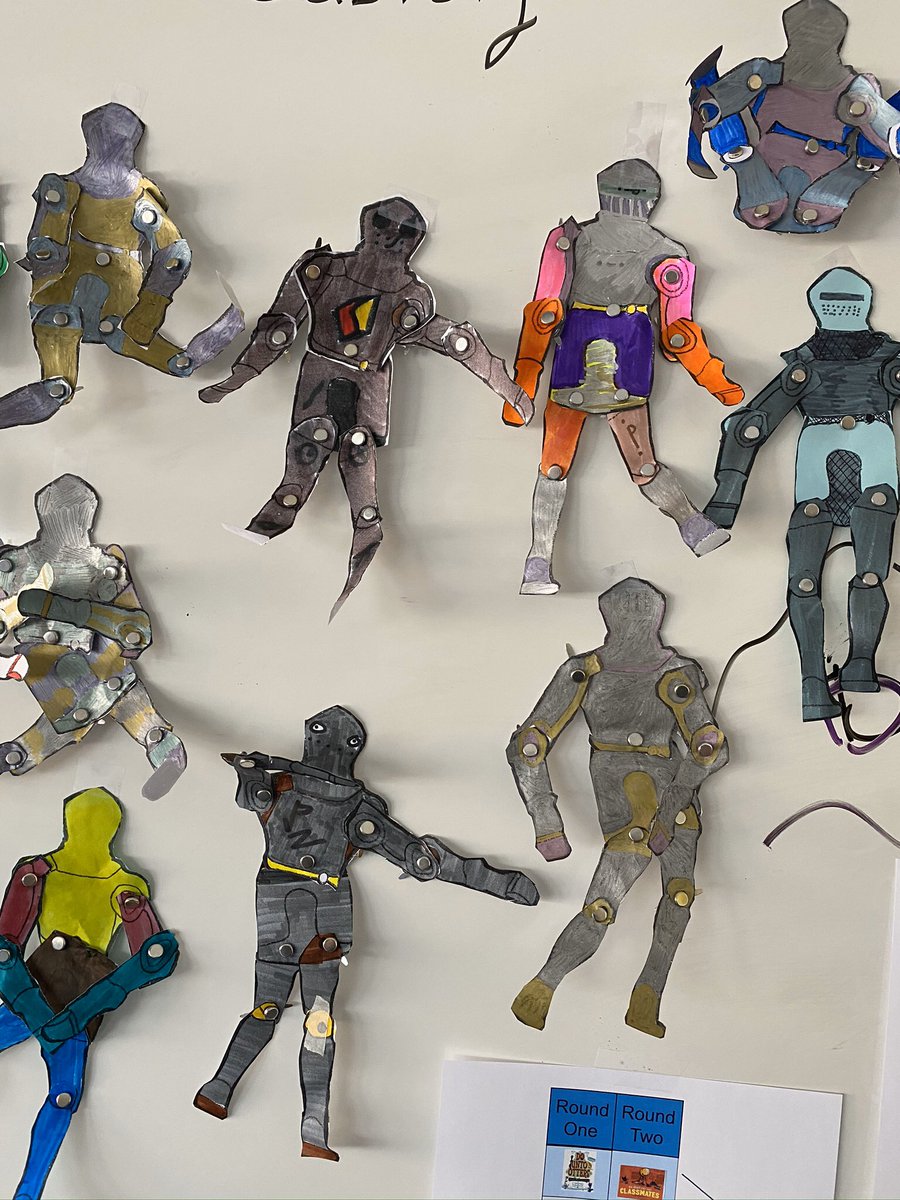 KnophsKids's tweet photo. Last week we had another installment of @artsmia Art Adventure.  This time we studied a suit of armor from Germany dating back to the 1500s.  Then we created our own designs.  @edinaschools #knophskids https://t.co/hRgTY4gawI