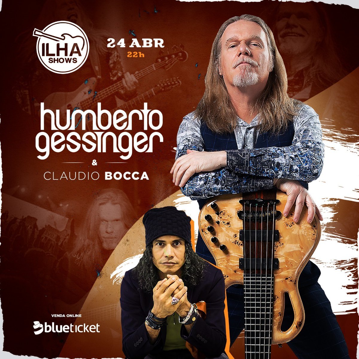 Além de curtir os grandes sucessos de Humberto Gessinger no dia 24/04, o público também vai curtir Claudio Bocca, com um show super empolgante aqui no Ilha!!! 🙌

Vendas aceleradas, garanta também seu ingresso ⤵

✅ Online: Blueticket bit.ly/1gessingervix.