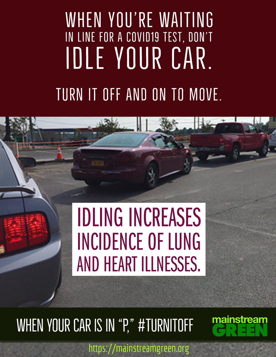 MainstreamGrn's tweet image. If you are lucky enough to be where there is #DriveThruTesting, this: #DontIdle #WhenYourCarIsInP #TurnItOff #COVID19 @NYGovCuomo