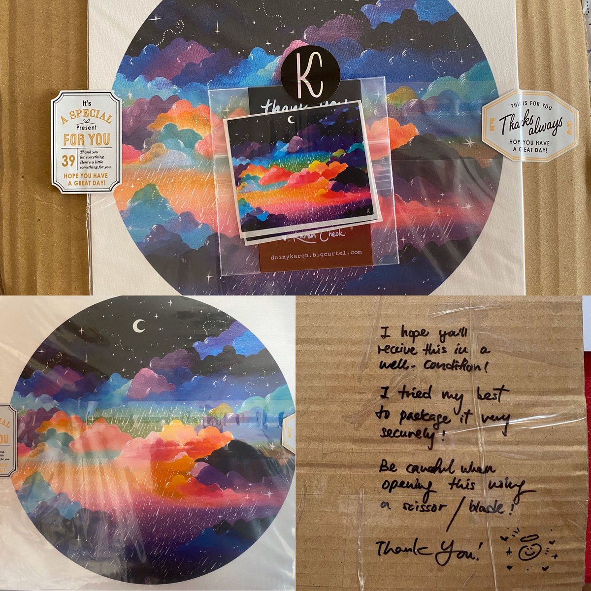 KMayClem's tweet photo. This arrived last weekend, but I’ve only just got around to saying this: Thank you so much @daixykaren , my “After the Storm” print is stunningly beautiful! Thank you also for the extra stickers and for doing so much to make sure it arrived safely! ❤️ https://t.co/1noy52Q1De