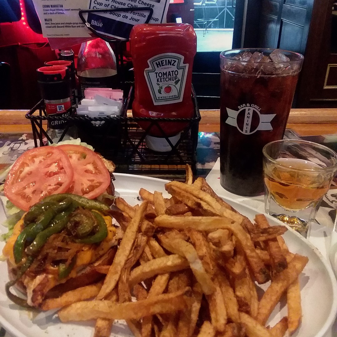 CoventryPaninis's tweet photo. Grilled Chicken Ragin' Cajun Sandwich with a shot of Jim Beam of Course.  (shots optional) Hand cut fries made fresh every order.  #pepsi #ragincajun #jimbeam #heinzketchup #coventryvillage https://t.co/mz15GXQfMh