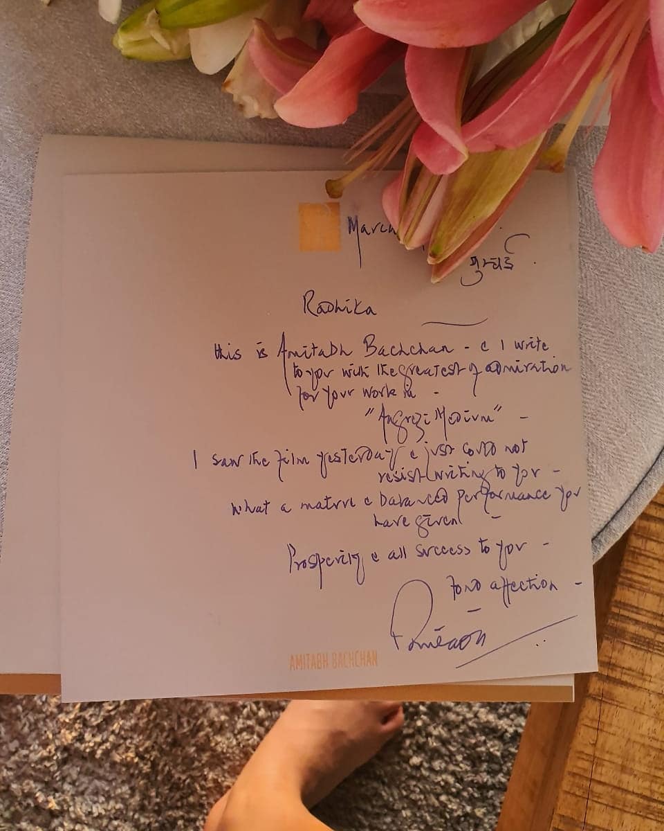 SrBachchanclub's tweet photo. T 389 - Radhika madan's amazing performance in #AngreziMedium is surely winning everyone's hearts as the girl of the hour recieves a handwritten note and warm wishes from Amitabh Bachchan sir himself appreciating her performance .
.
.
#AmitabhBachchan 
@SrBachchan https://t.co/5Mx6iIqdCR