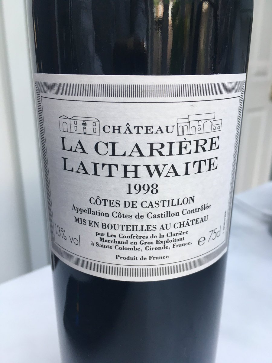 pineswines's tweet photo. Looking forward to cracking open the 1998 La Clariére Laithwait Côtes de Castillion later. @laithwaites.wine .
.
.
#wine #cotesdecastillon #vintagewine #frenchwine #winelovers🍷 https://t.co/aCqEDl844F