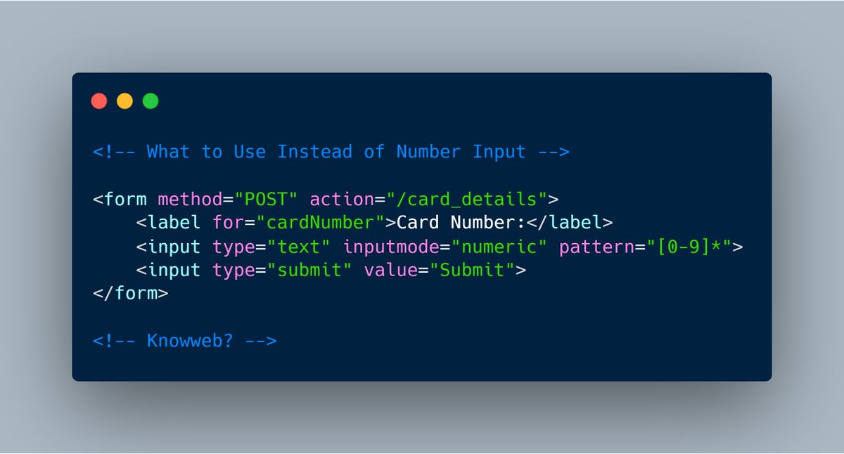 _knowweb's tweet photo. What to Use Instead of Number Input?

#knowweb #javascript #web #webdevelopment #webdev #webworld #reactjs #Nodejs #Angular #html #css #sass https://t.co/cVQfXZGqGA