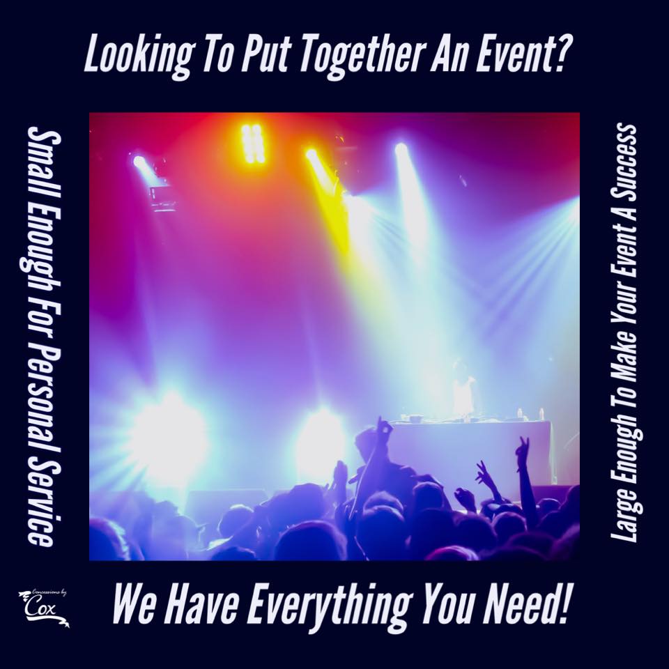 CbyCox's tweet photo. Outdoor event? Don't let your fans go hungry. Give Concessions by Cox a call today and ask how we can help make your event a success. #event #concert https://t.co/8Mw7TYIPL0
