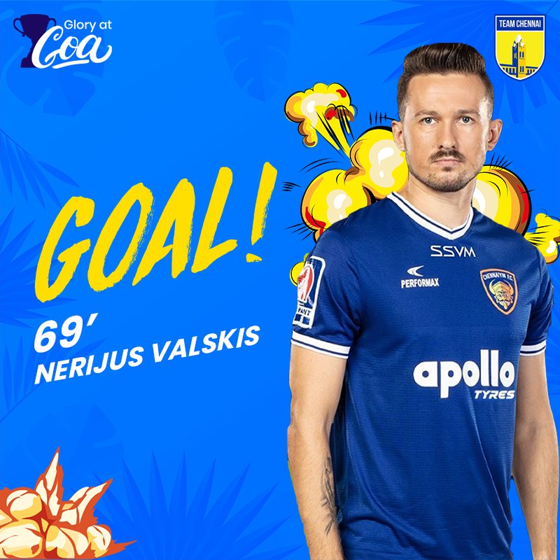 teamchennaiIN's tweet photo. ⚔️🔥 GAME ON! @NValskis rifles one in the top corner and brings @ChennaiyinFC back into the game!
📸 CFC/ISL | #CFCvATK #CFCvsATK #CFCATK #HeroISLFinal #HeroISL #AatamReloaded #ChennaiyinFC #CFC #Chennai #Fatorda #LetsFootball #IndianFootball #Football #TeamChennai #Sportwalk https://t.co/6a23bzwCWj