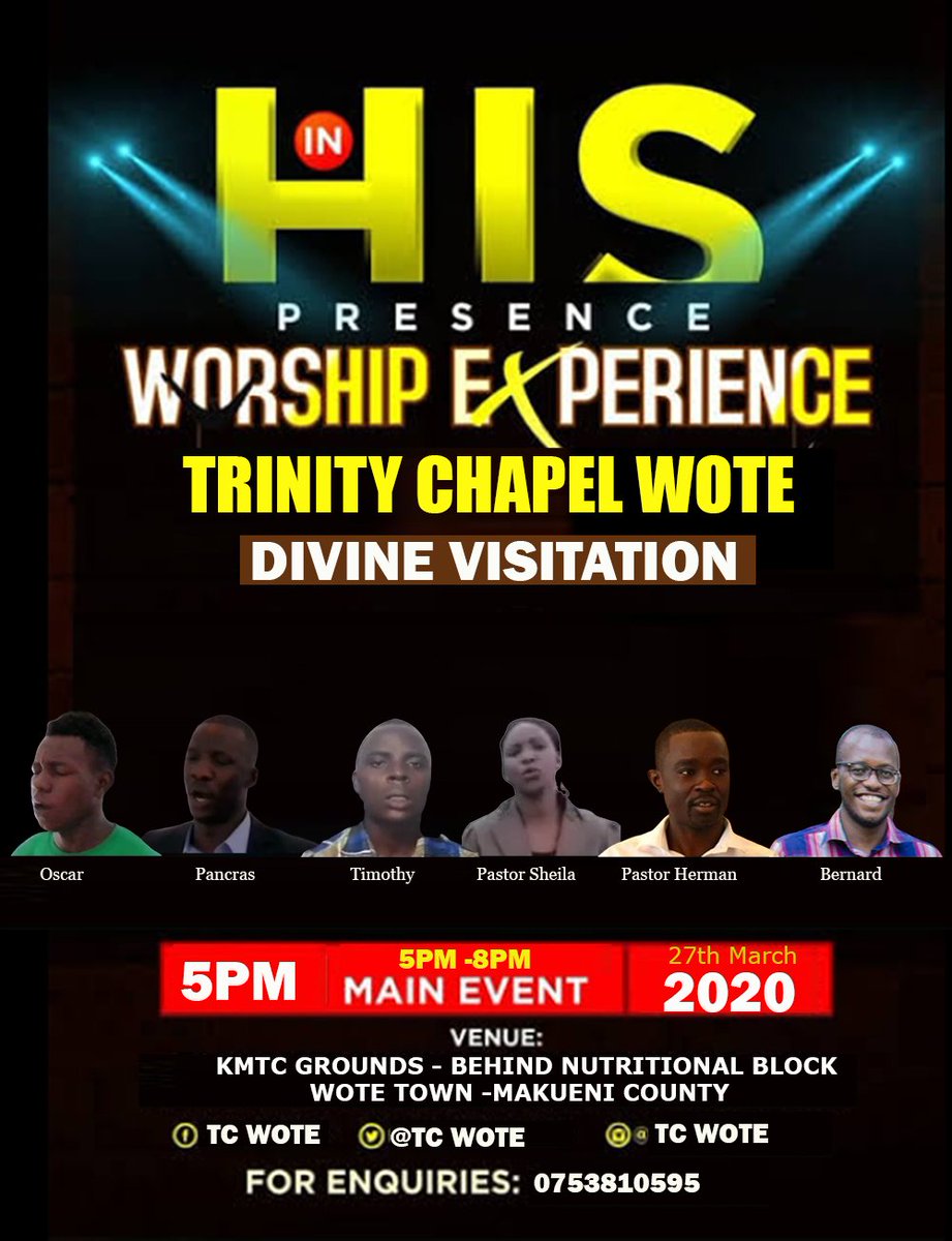 TCWote's tweet photo. On 27th March 2020 we would want to be in the power, purpose and presense of Jesus. Join us for our worship experience of uninterrupted divine visitation in #iPRAYse.
#GrowingDeepReachingWide
#GrowingDeepToReachWide
#Ipray https://t.co/CieN9k4n5y